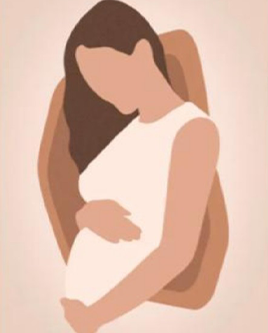 a pregnant woman in a white dress